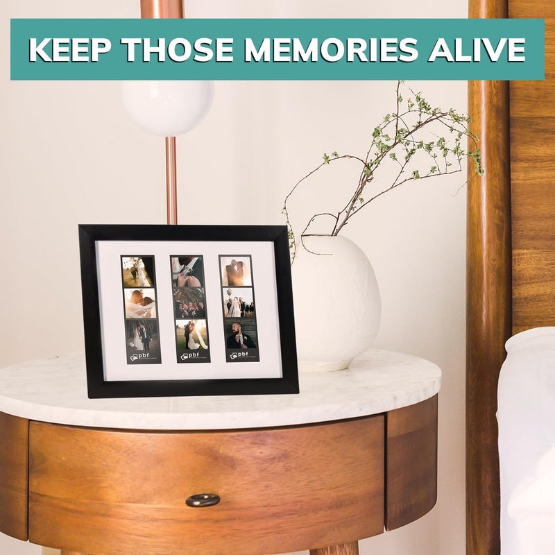 pbf PHOTO BOOTH FRAMES Photo Booth Frames -8 x 10 Photo Frame with Mat for Three Photo Booth Pictures Black 8x10 Photo Booth Frame 3 Pictures - Image 3